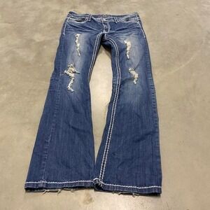 Vintage y2k 90s low rise bootcut flared studded denim jeans